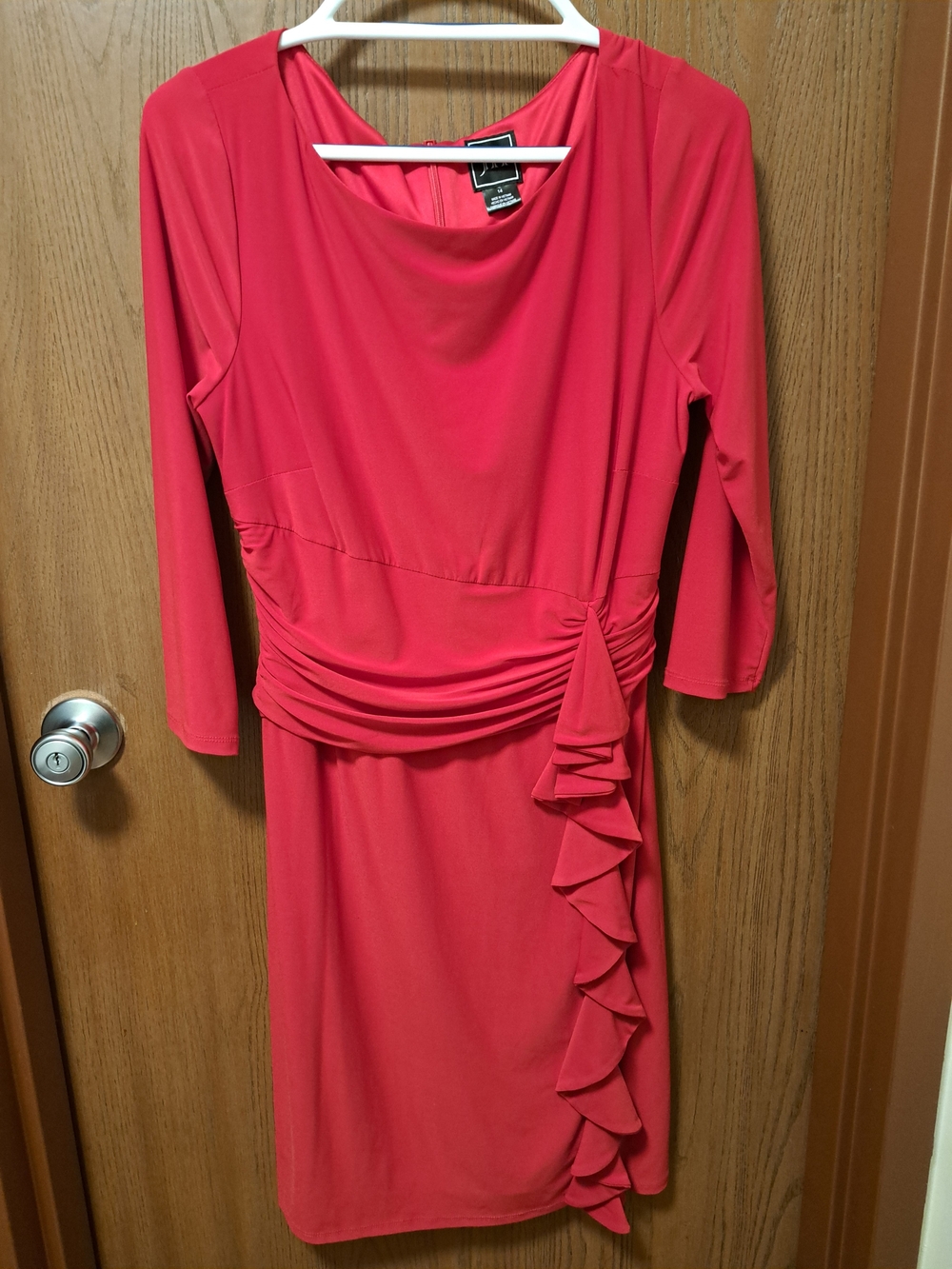 Elegant Red Ruffle-Waist Midi Dress